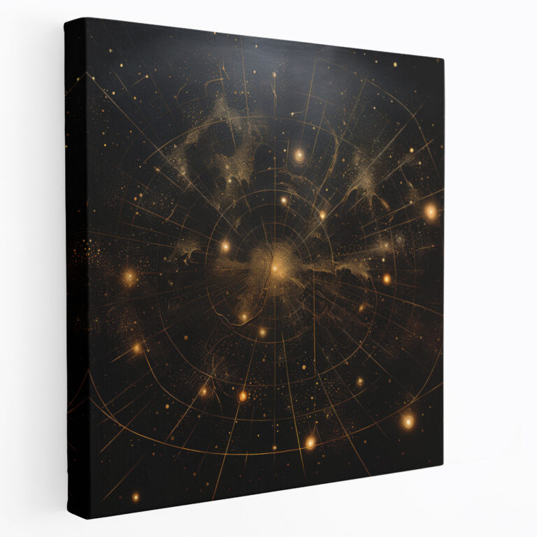 Star Map Wandkunst - Sternenkarte Leinwandbild Astronomie