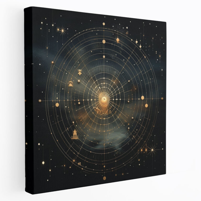 Leinwandbild mit geometrischer Sternenkarte - Wanddekoration Wandkunst