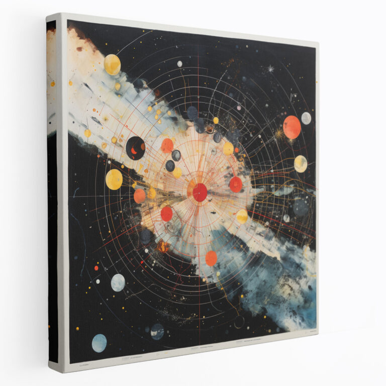 Kunstvolle Sternenkarte - Sternenkarte kosmische Fragmente Leinwand abstrakte Collage