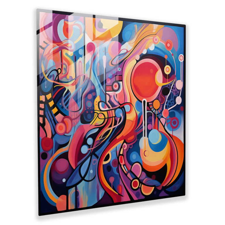 Spirituelle Reise Glasbild - Spirituelles farbenfrohes abstraktes Gemälde Spirituelle Reise Wohnkultur