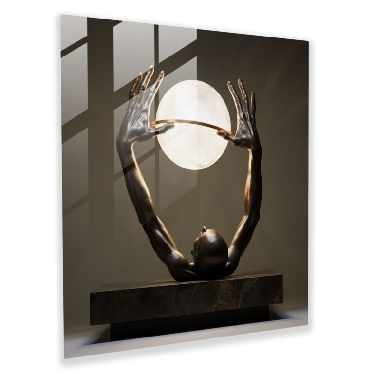 Glasbild mit erleuchteter Berührung - Spirituell Glaswandkunst Wanddekoration Moderne Kunst