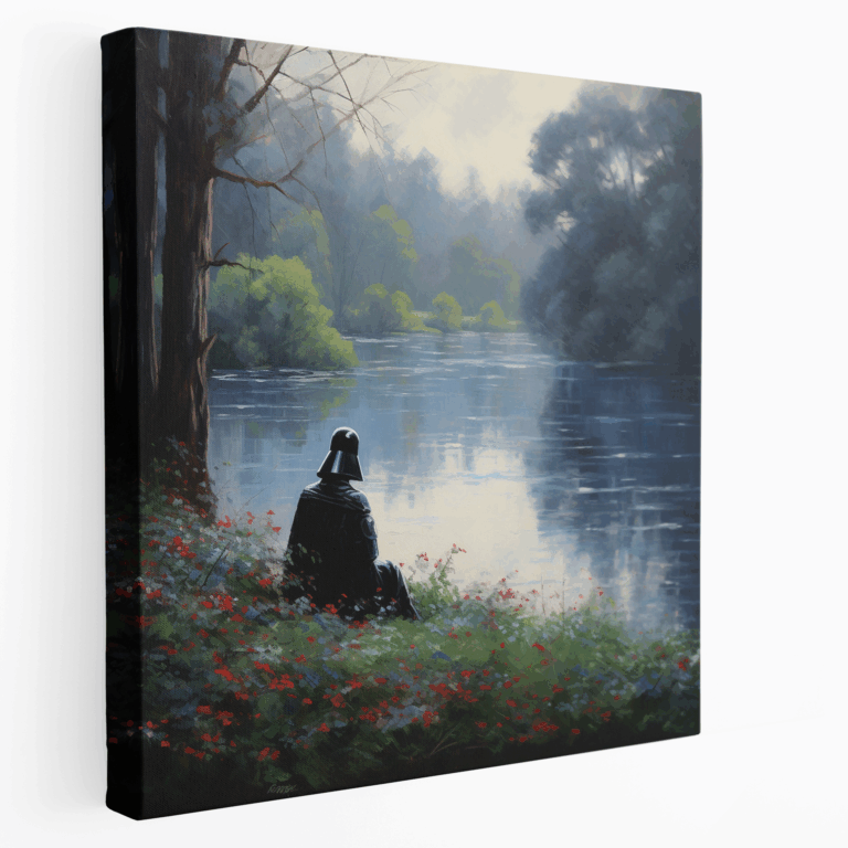 Leinwandbild im Stil von Monet: Darth Vader inmitten ruhiger Himmel