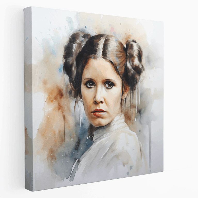 Aquarell-Porträt Leinwandbild: Widerstandsfähige Prinzessin Leia