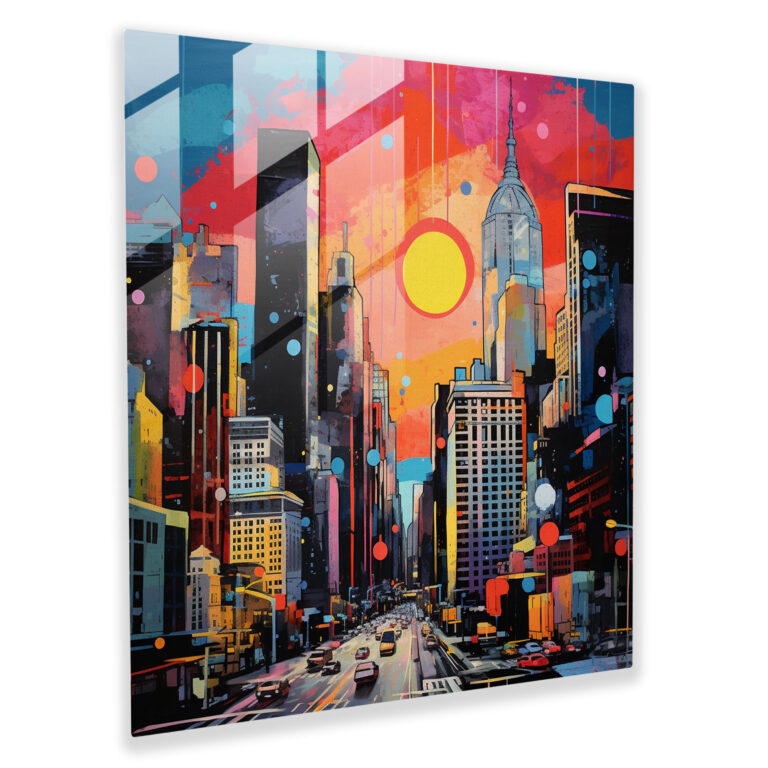 Glasbild Urbaner Sonnenuntergang - Modernes Kunstwerk