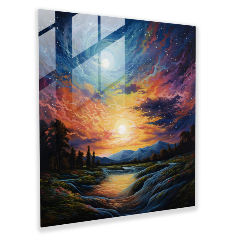 Faszinierendes Glasbild Sonnenuntergang - Moderne Kunst Lebendiger Himmel