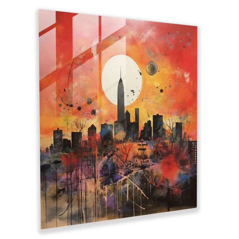 Glasbild Urban Sunset - Sonnenuntergang Glas Kunst Glas Wandkunst Glasbild