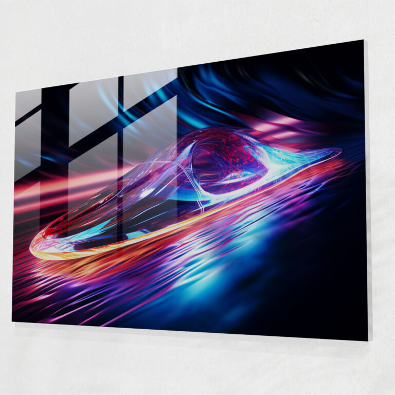Glasbild Neon Glide - Surfen visuelles Erlebnis Blickfang