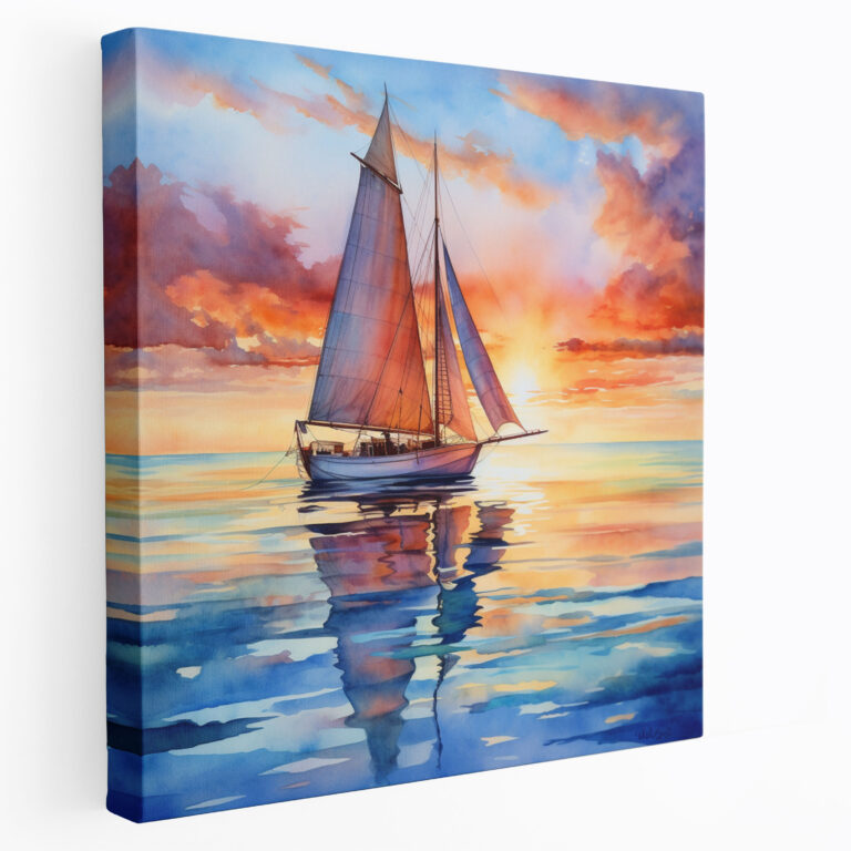 Leinwandbild Segelboot im Sonnenuntergang - Sonnenuntergang Sonnenuntergang Wohndekoration Leinwand Wandkunst