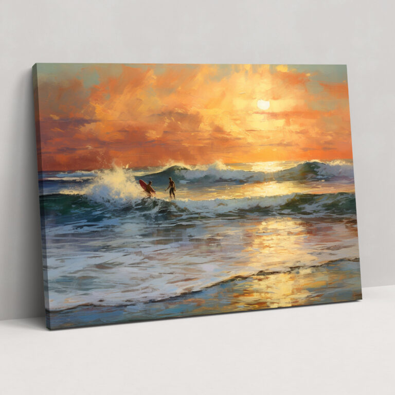 Surf Wandkunst - Küsten-Sonnenuntergang - Zuhause Dekoration Leinwandbild