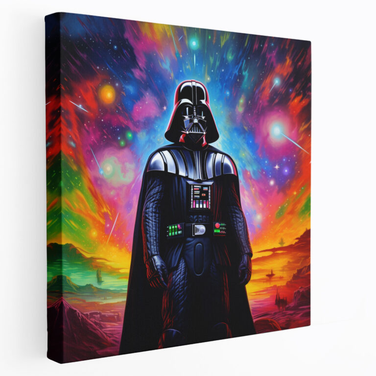 Star Wars Leinwandbild - Retro Neon Darth Vader Wandkunst
