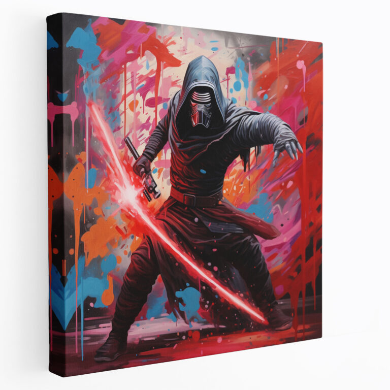 Star Wars Wanddekoration - Kylo Ren Graffiti Leinwandbild - Star Wars Kampfhaltung Graffiti-Stil Gemälde Wandkunst
