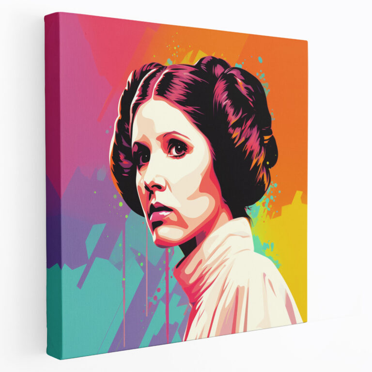Star Wars Wandkunst - Retro Porträt von Prinzessin Leia - Leinwandbild Wandkunst