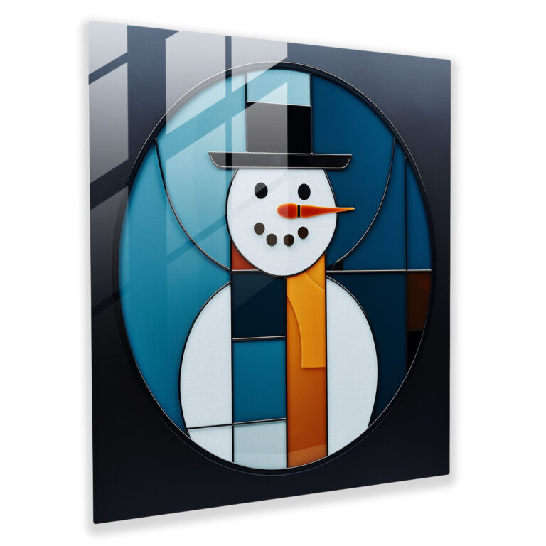 Glasbild Schneemann - Minimalistische moderne Kunst