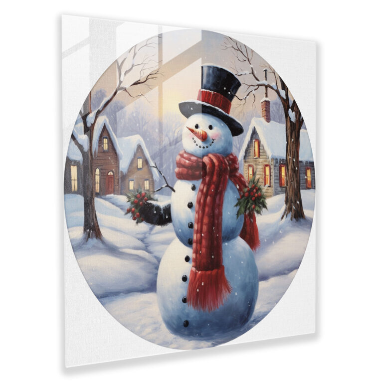 Bezauberndes Glasbild Schneemann - Schneemann Verwandlung Glaswandkunst Fröhliche Erinnerungen