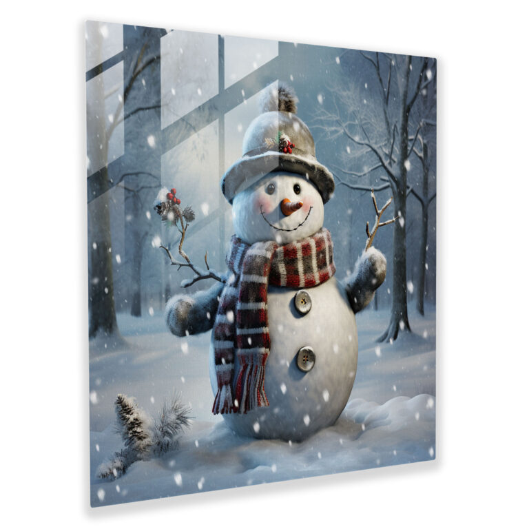Bezauberndes Glasbild Schneemann - Wanddekoration bezaubernd Wohnkultur