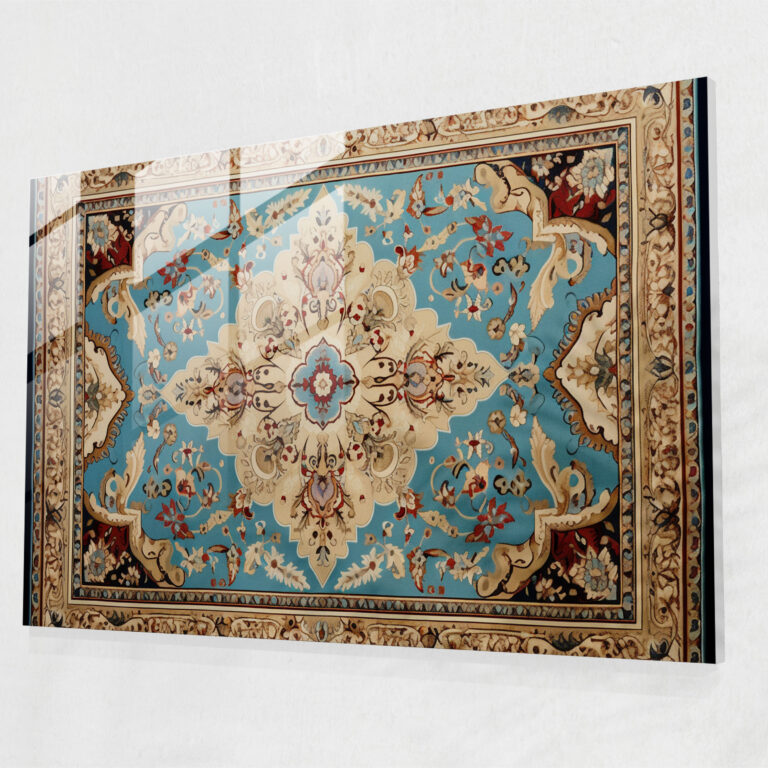 Fusion Türkisches Teppich Glasbild - Türkischer Teppich Verschmelzung von Tradition und Moderne Moderne Kunst Glas Wandkunst