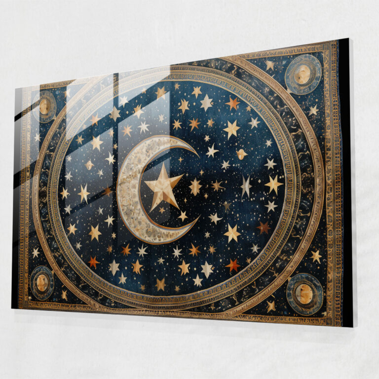 Turkisches Teppichmuster Glasbild - Türkischer Teppich Mystisch Moderne Kunst Unendliches Staunen