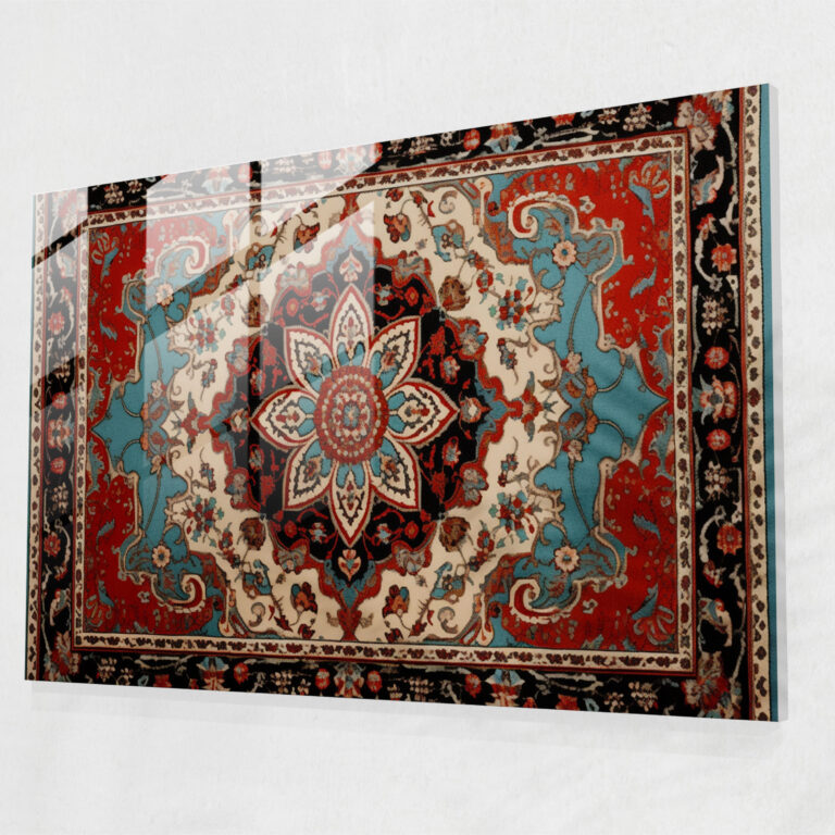 Türkischer Teppich Glasbild - Türkischer Teppichmuster in lebendigen Farben