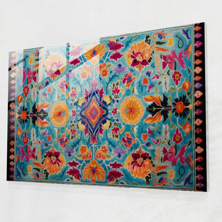 Faszinierendes Türkisches Teppichmuster Glasbild - Türkischer Teppich Modern Art Intricate Details Glasbild