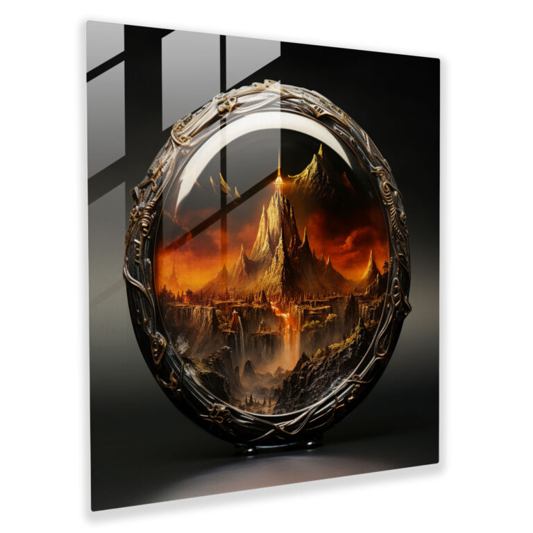 Glasbild Der Herr der Ringe - Modern Art Mount Doom Ringe der Macht