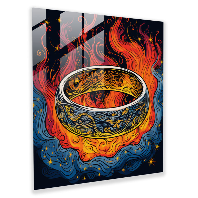 Glasbild Der Herr der Ringe - Glaswandkunst lebendige Farben