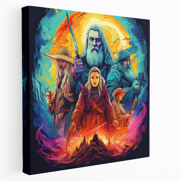 Leinwandbild Der Herr der Ringe - Ikonische Charaktere - Blickfangendes Design Pop Art