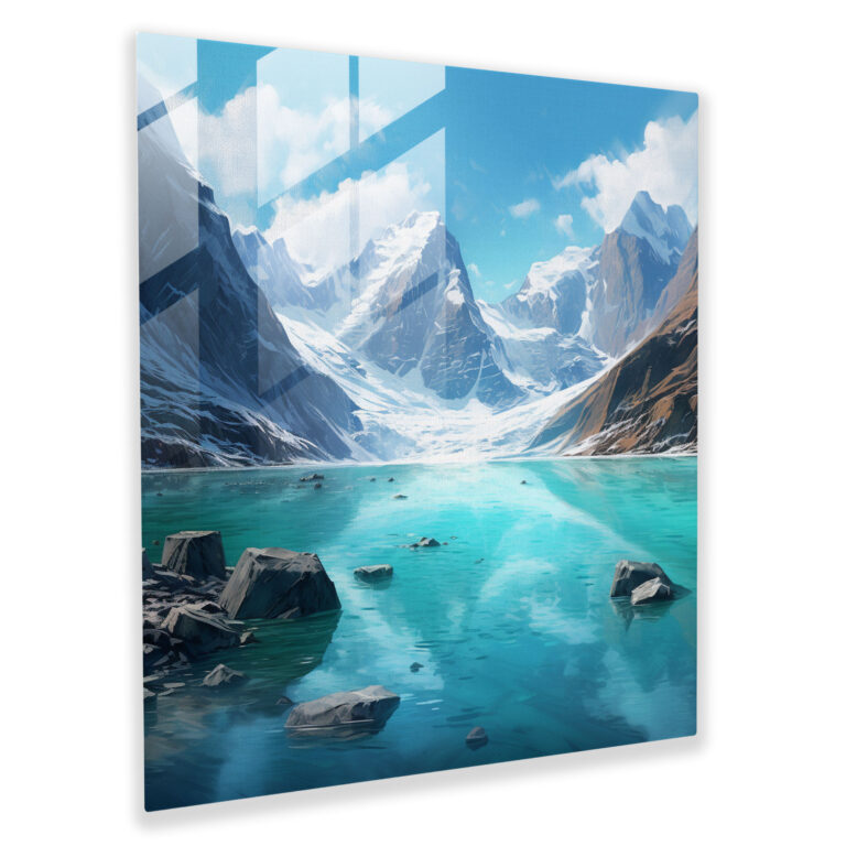 Die Schönsten Landschaften Der Welt - Glasbild Türkissee - Schneebedeckte Berge Glasbild Moderne Kunst