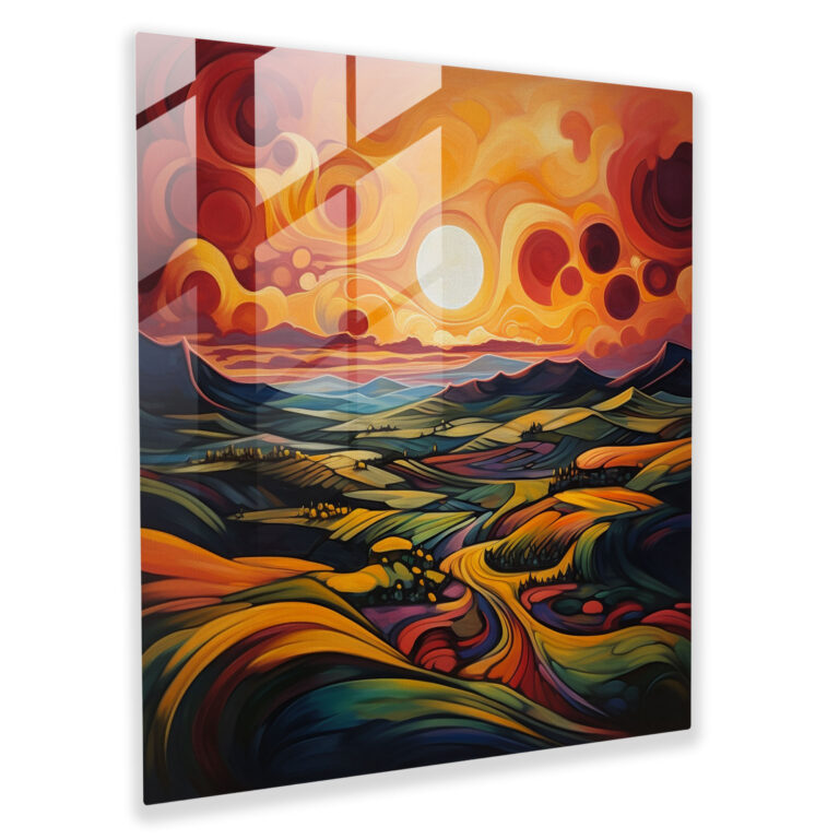 Die Schönsten Landschaften Der Welt – Abstraktes Sonnenuntergang Glasbild – Heimdekoration Glasbild der Schönsten Landschaften Der Welt