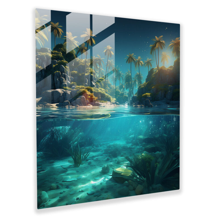 Die Schönsten Landschaften Der Welt - Tropisches Paradies Glasbild - Digitale Illustration Glas Kunst Moderne Kunst