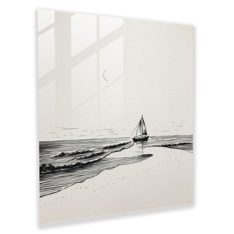 Die Schönsten Landschaften Der Welt - Minimalistisches Strand Glasbild - Glaswandkunst Modern Wellen