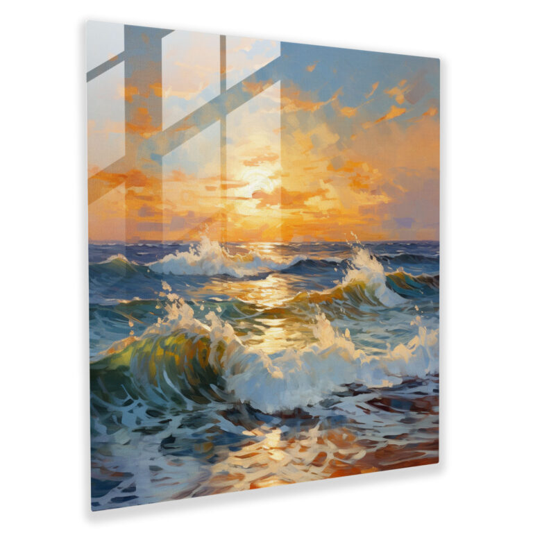 Die Schönsten Landschaften Der Welt - Küsten Sonnenuntergang Glasbild - Moderne Kunst Impressionistisches Ölgemälde