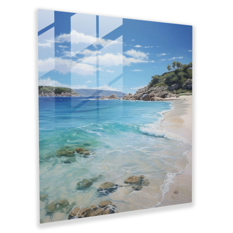 Die schönsten Landschaften der Welt - Abgeschiedenes Strand Glasbild - Glasbild moderne Kunst Glaswandkunst