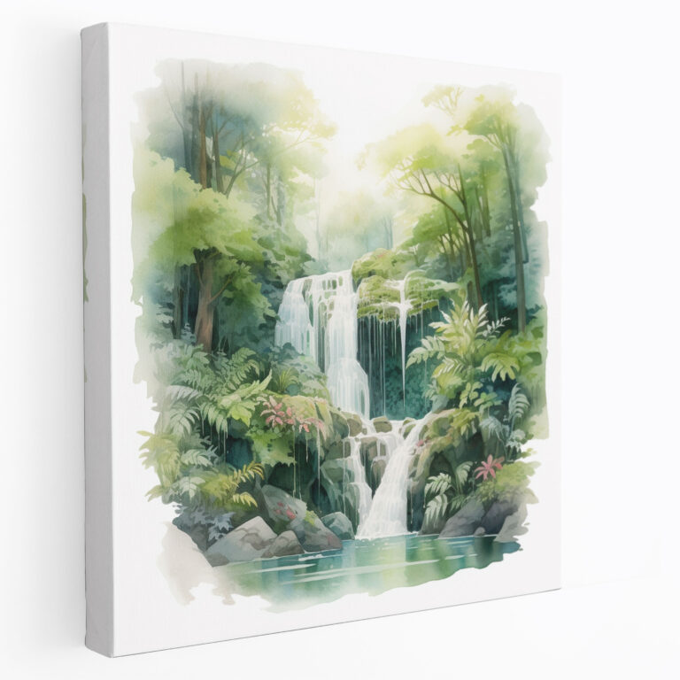 Die Schönsten Landschaften Der Welt - Wald Wasserfall Traum - Leinwandbild Wanddekoration Leinwand Wandkunst.