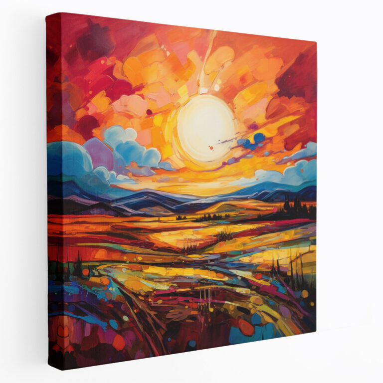 Die Schönsten Landschaften Der Welt - Lebendiges Sonnenuntergang Leinwandbild - Wandkunst Leinwandbild Sonnenuntergang in Lebendigen Farben