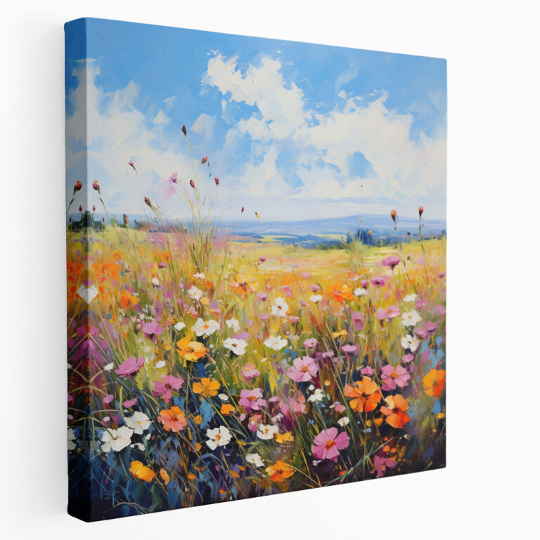 Die Schönsten Landschaften Der Welt - Impressionistisches Wildblumenfeld Leinwandbild - Die Schönsten Landschaften Der Welt Impressionistisch Ölgemälde