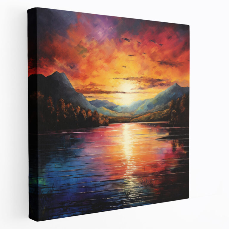 Die schönsten Landschaften der Welt - Zeitgenössisches Leinwandbild Sonnenuntergang - Wanddekoration mit den schönsten Landschaften der Welt Home Decoration Mixed Media