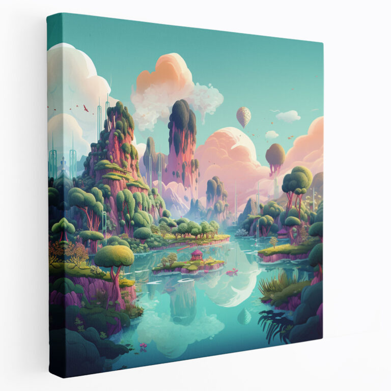 Die Schönsten Landschaften Der Welt - Leinwandbild Schwebende Inseln - Digitalillustration Leinwandbild Schwebende Inseln