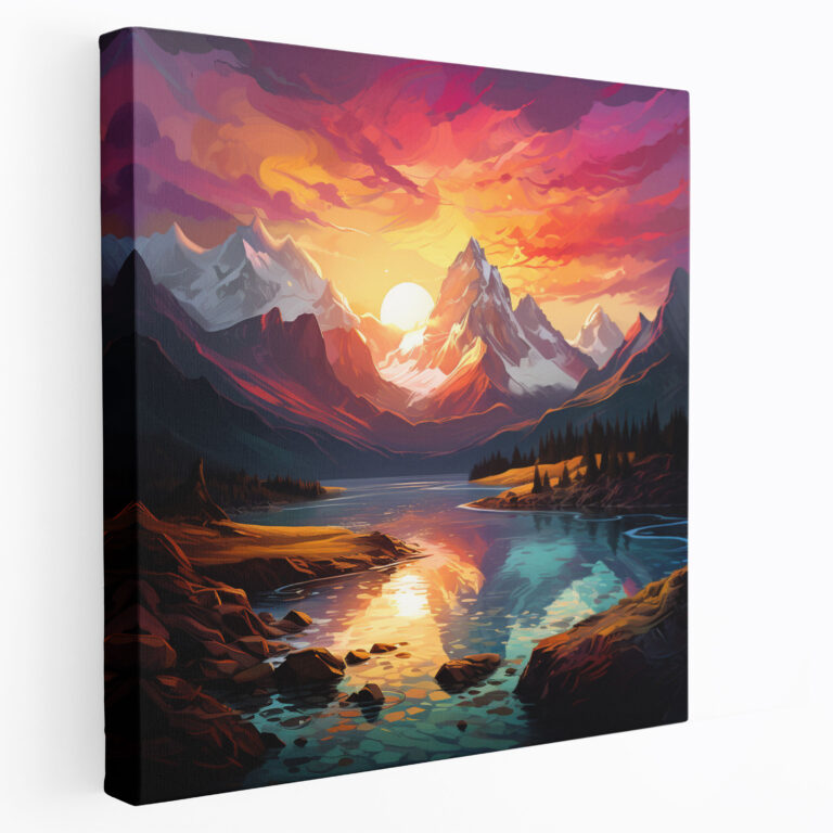 Die schönsten Landschaften der Welt - Sonnenuntergang Berge Leinwandbild - Die schönsten Landschaften der Welt Sonnenuntergang Wandkunst
