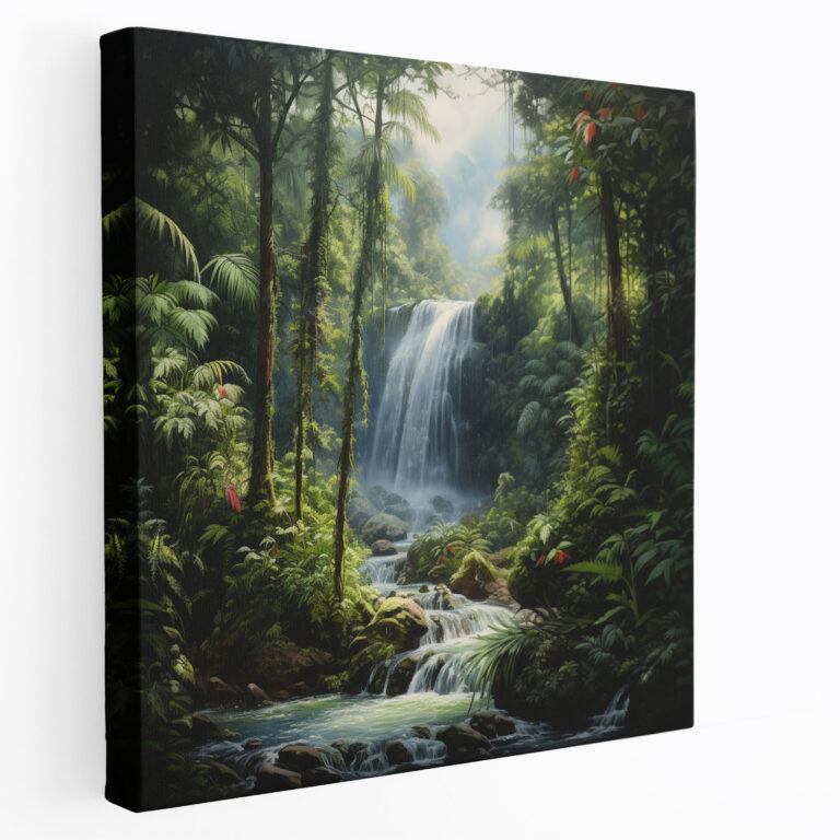 Die Schönsten Landschaften Der Welt - Majestätisches Leinwandbild Wasserfall - Wanddekoration Pracht Leinwandkunst