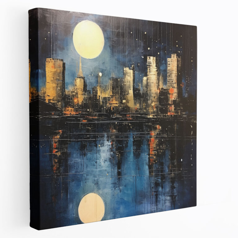 Die Schönsten Landschaften Der Welt - Stadtsilhouette Leinwandbild - Wanddekoration Nacht Stadtsilhouette