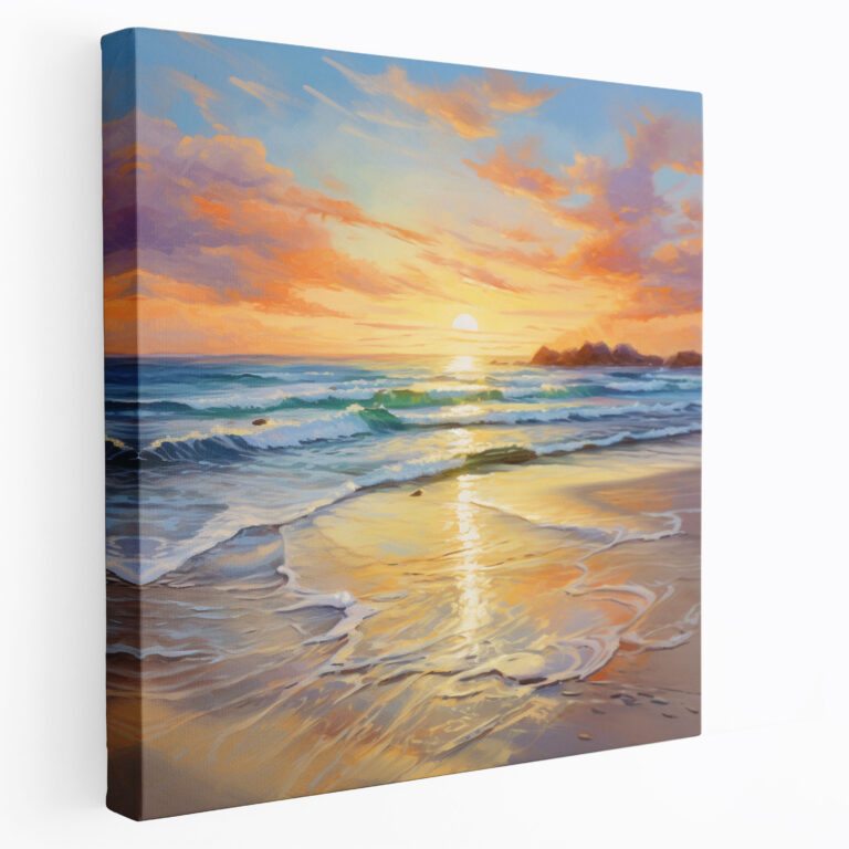 Die Schönsten Landschaften Der Welt - Erholsamer Strand Leinwandbild - Farbenfroher Sonnenuntergang Leinwandbild