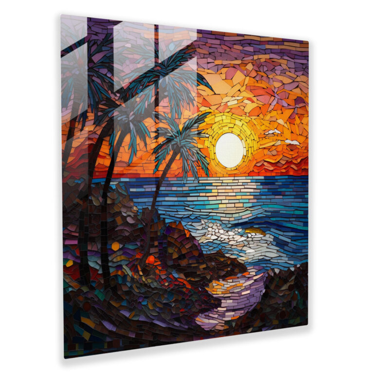 Tropischer Sonnenuntergang Glasbild - Zuhause Dekoration Tropisch Ozean