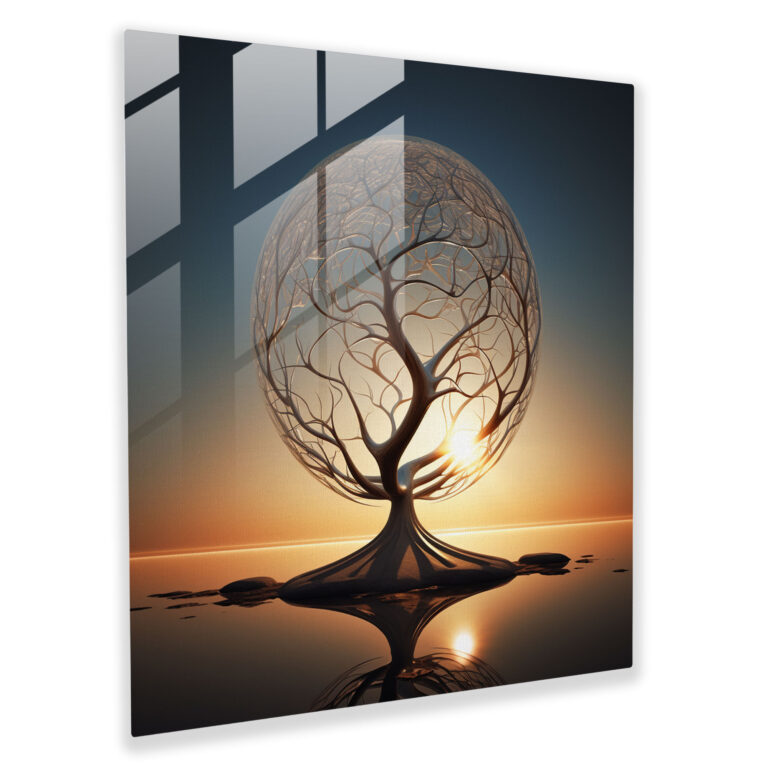 Moderne Digitale Baum des Lebens Glasbild - Baum des Lebens Digitale Kunst Wohnkultur Glasbild