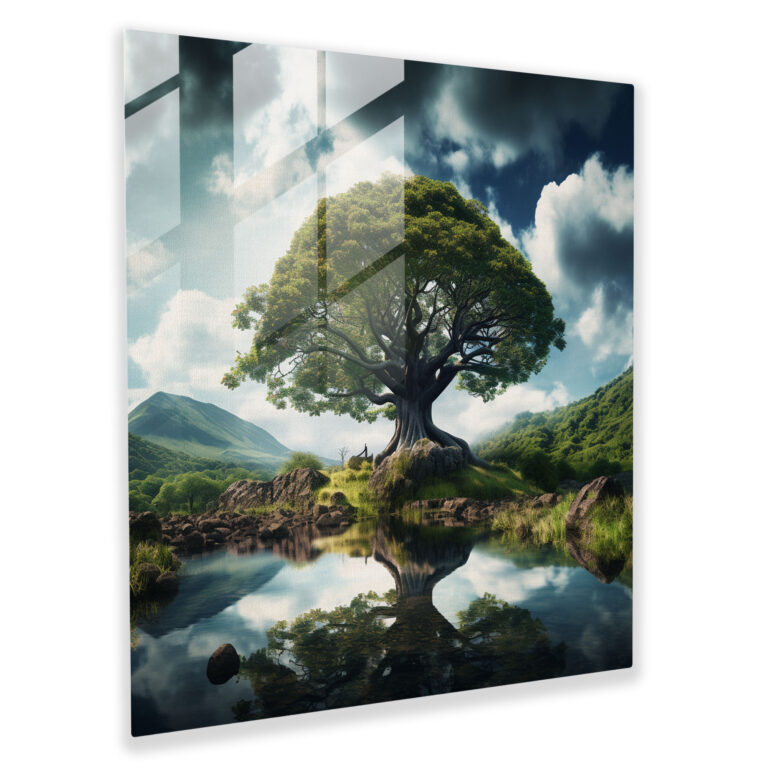 Glasbild - Majestätischer Lebensbaum - Wanddekoration Glasbild Wohnkultur