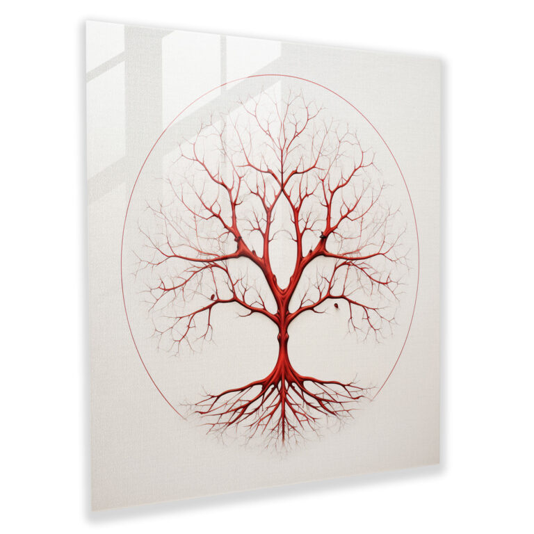 Minimalistisches Baum des Lebens Glasbild - Baum des Lebens Glas Kunst Glas Wandkunst Moderne Kunst
