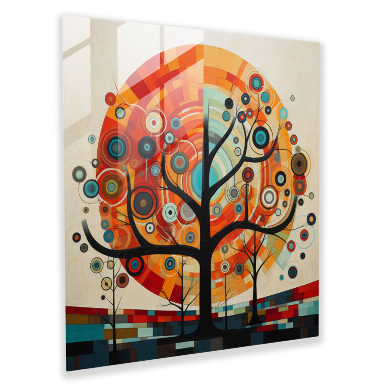 Geometrisches Baum des Lebens Glasbild - Moderner Kunst Glas Wandkunst