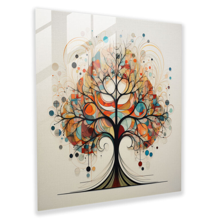 Geometrisches Baum des Lebens Glasbild - Baum des Lebens Glas Kunst Geometrisch Moderne Kunst