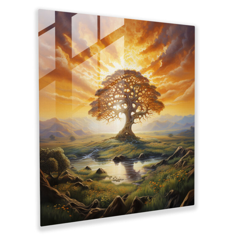 Strahlende Baum des Lebens Wanddekoration - Baum des Lebens Leinwand Wohnkultur Wandkunst