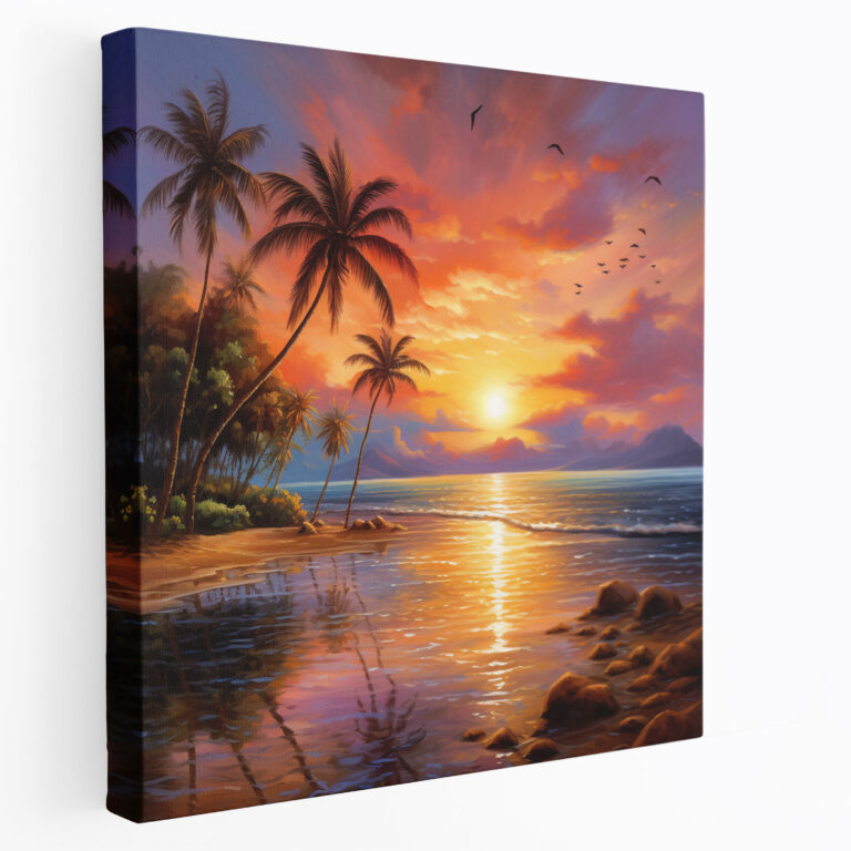 Tropisches Sonnenuntergang Wandbild - Tropisch Leinwandbild Wohnkultur