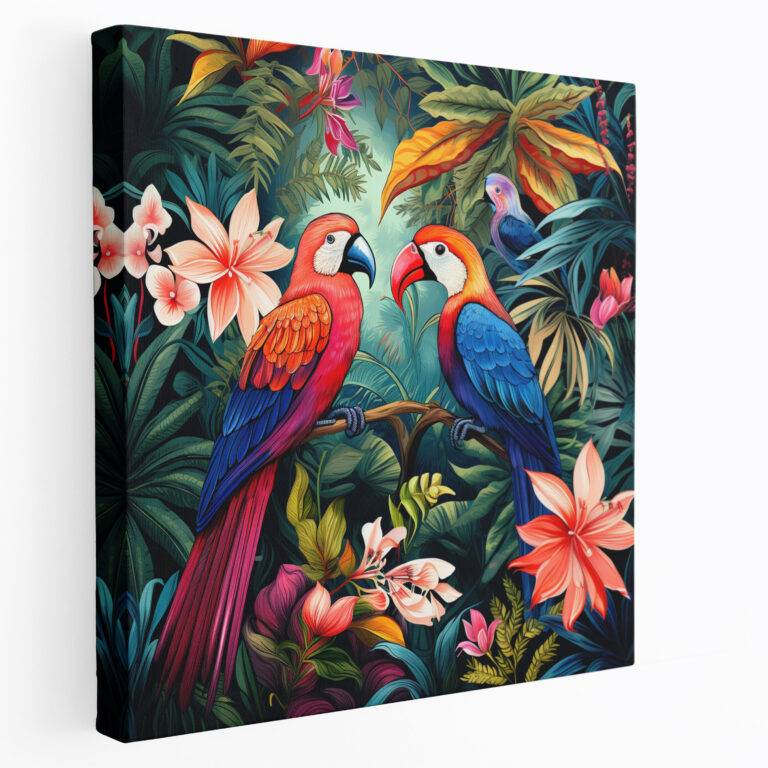 Tropischer Dschungel Wandkunst - Leinwandbild Zuhause Dekoration tropische lebhafte Blumen